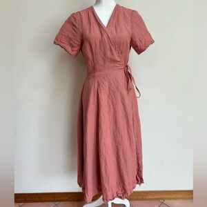 Son De Flor Classic Wrap Linen Dress medium